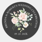 Roses Bouquet auf schwarzer Linde Runder Aufkleber (Vorderseite)