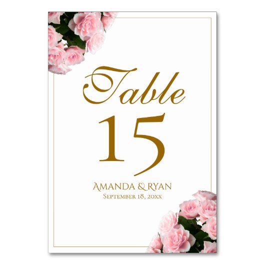 Roses Bouquet Blume Blumenhochzeit Tischnummer (Vorderseite)