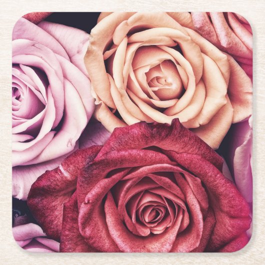 Roses Bouquet Foto Rechteckiger Pappuntersetzer (Vorderseite)