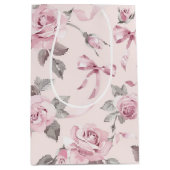 Roses & Bows Blues Brautparty Mittlere Geschenktüte (Vorderseite)