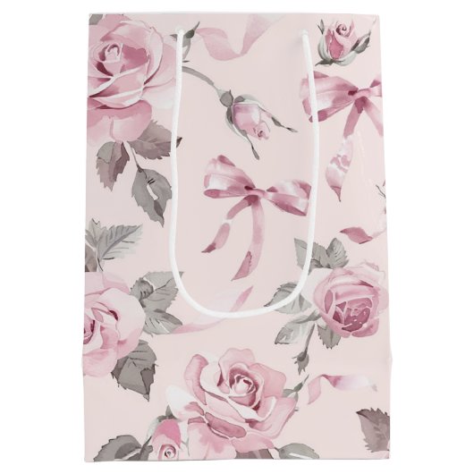 Roses & Bows Blues Brautparty Mittlere Geschenktüte (Rückseite)