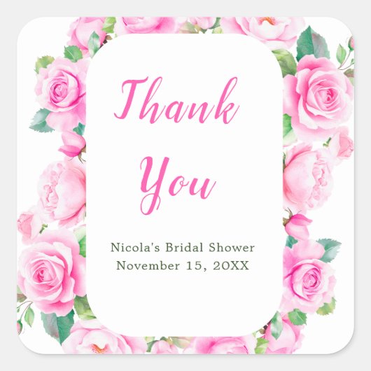 Roses Brautparty Quadratischer Aufkleber (Vorderseite)