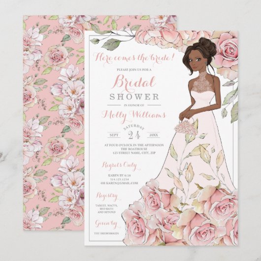 Roses Bride Brautparty Einladung (Vorne/Hinten)