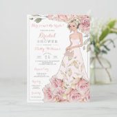 Roses Bride Brautparty Einladung (Stehend Vorderseite)