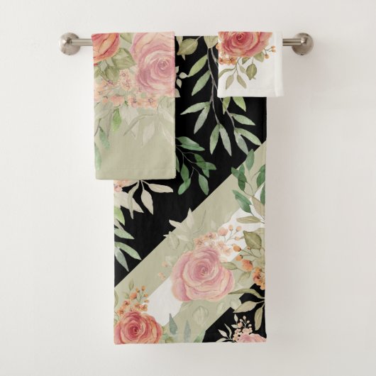 Roses Bush Wasserfarbe Kunst Badhandtuch Set (Insitu)