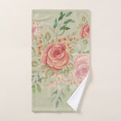Roses Bush Wasserfarbe Kunst Badhandtuch Set (Handtuch)