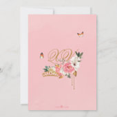 Roses Butterfly Quinceanera Gold Tiara Einladung (Rückseite)