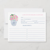 Roses Chinoiserie Brautparty Rezept Karte (Vorderseite)