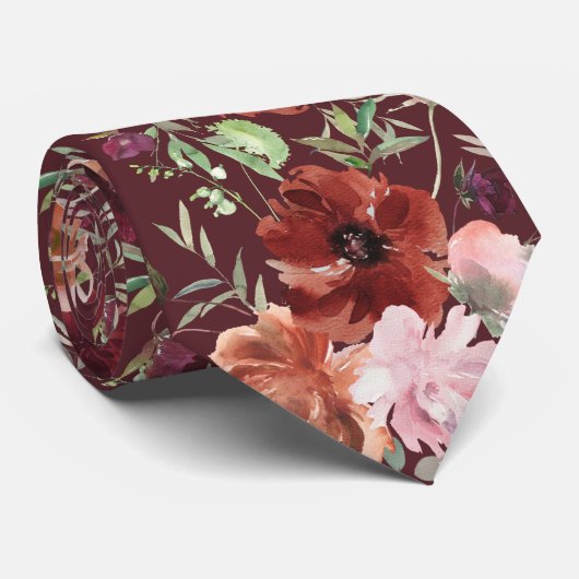 Roses Cinnamon Blume Rosa Tie Krawatte (Gerollt)