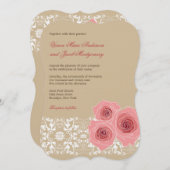 Roses Damask Hochzeitsfeier & Empfang Einladung (Vorne/Hinten)
