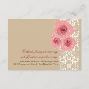 Roses Damask Spitzen Hochzeitskarte Begleitkarte