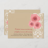 Roses Damask Spitzen Hochzeitskarte Begleitkarte (Vorne/Hinten)