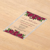 Roses & Diamonds Feminine 50th Birthday Spanish Acryleinladungen (Ablage )