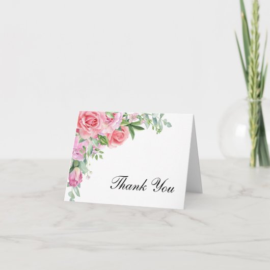 Roses Elegante Hochzeit Dankeskarte (Vorderseite)