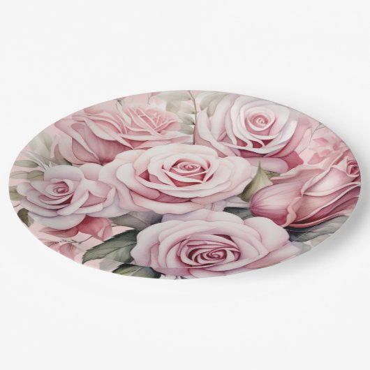 Roses Elegante Hochzeit Pappteller (Schrägansicht)
