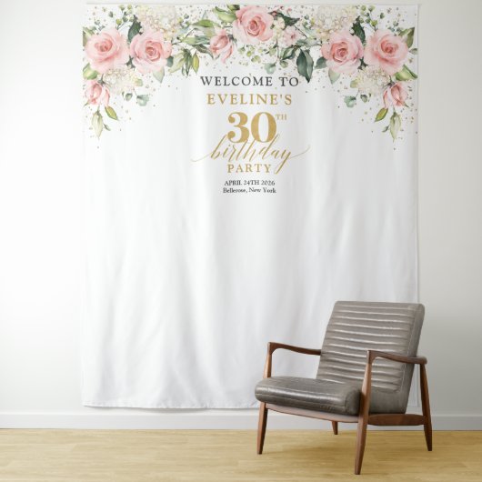 Roses eucalyptus 30. Geburtstag Wandteppich (Beispiel)