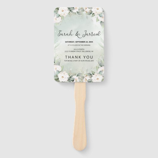 Roses Eucalyptus-Blätter Hochzeit Fächer (Vorderseite)