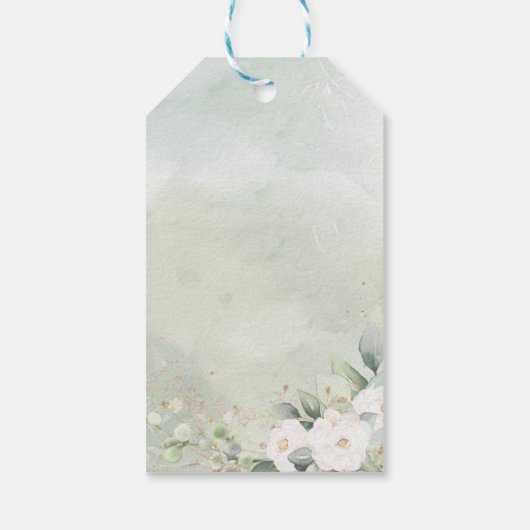 Roses Eucalyptus-Blätter Hochzeit Geschenkanhänger (Rückseite)