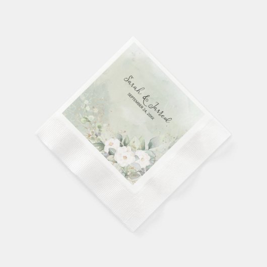 Roses Eucalyptus-Blätter Hochzeit Serviette (Ecke)