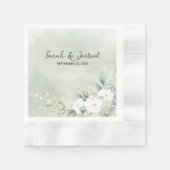 Roses Eucalyptus-Blätter Hochzeit Serviette (Vorderseite)