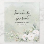 Roses Eucalyptus-Blätter Hochzeit Weinetikett (Einzelnes Label)