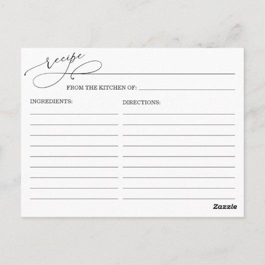 Roses Eucalyptus Brautparty Rezept Karte (Rückseite)