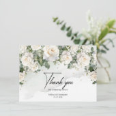 Roses eucalyptus grün und gold dankeskarte (Stehend Vorderseite)