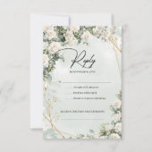 Roses eucalyptus grün und gold RSVP karte (Vorderseite)