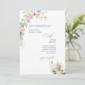 Roses Eucalyptus Wedding Einladung (Stehend Vorderseite)