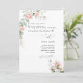 Roses Eukalyptus Beide Eltern Hochzeit Einladung (Stehend Vorderseite)