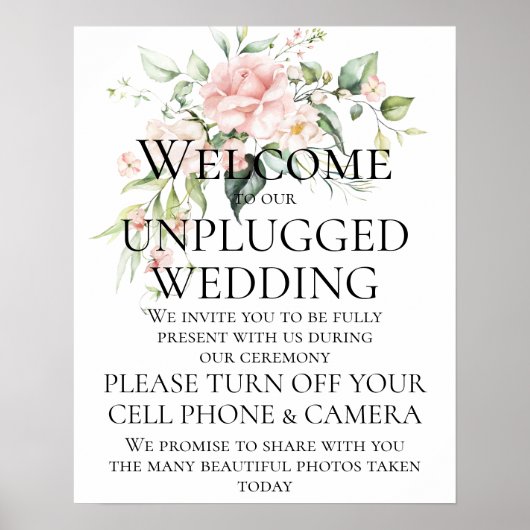 Roses Eukalyptus Unplugged Wedding Zeremony Poster (Vorne)