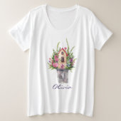 Roses Fairytale House Blume Große Größe T-Shirt (Design vorne)