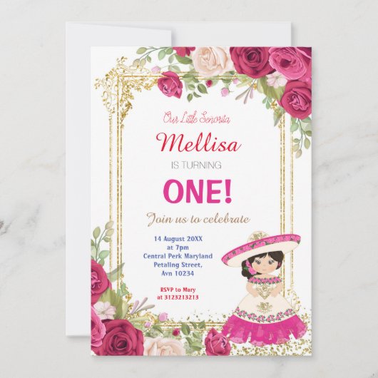 Roses Fiesta Geburtstagsparty Einladung (Vorderseite)