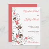 Roses Fleur Elegante Save the Date Postkarte (Vorne/Hinten)