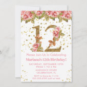 Roses Floral 12. Geburtstagsparty Einladung (Vorderseite)