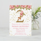 Roses Floral 2. Geburtstag Party Einladung (Stehend Vorderseite)