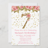 Roses Floral 7. Geburtstagsparty Einladung (Vorderseite)