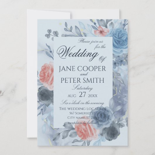 Roses floral arrangement Wedding Invitation Einladung (Vorderseite)