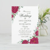 Roses floral Budget Wedding Invitation Einladung (Stehend Vorderseite)