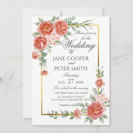 Roses floral Wedding Invitation Einladung