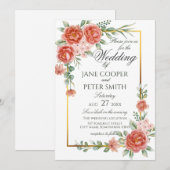 Roses floral Wedding Invitation Einladung (Vorne/Hinten)