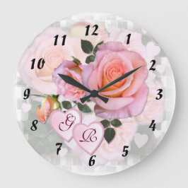 Roses for my Love ~ Clock Große Wanduhr