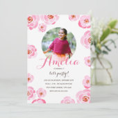 Roses Foto Birthday Einladung (Stehend Vorderseite)