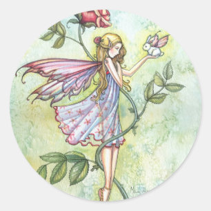 Rose's Freund Feen- und Hasen-Aufkleber Runder Aufkleber