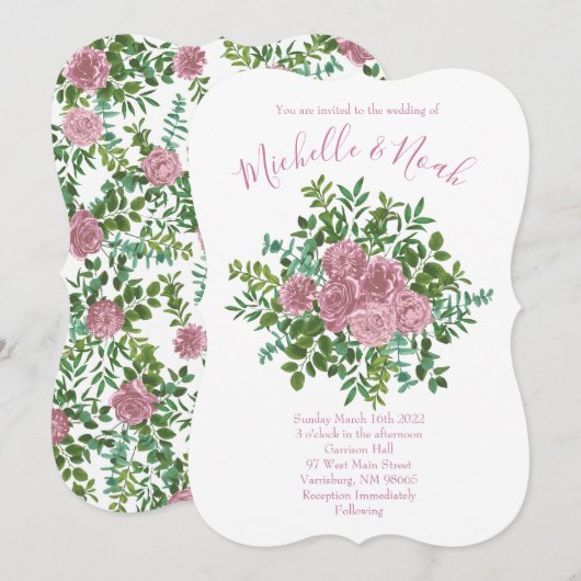 Roses Garden Spring Wedding Einladung (Vorne/Hinten)