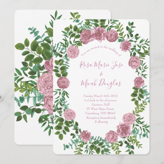 Roses Garden Spring Wedding Einladung (Vorne/Hinten)