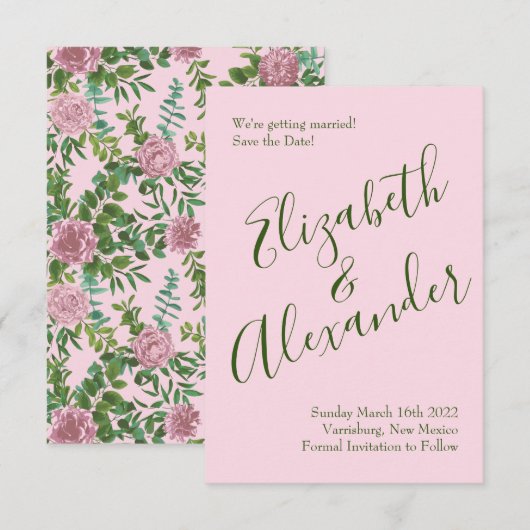 Roses Garden Spring Wedding Einladung (Vorne/Hinten)