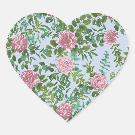 Roses Garden Spring Wedding Herz-Aufkleber (Vorderseite)