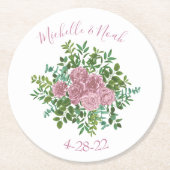 Roses Garden Spring Wedding Runder Pappuntersetzer (Vorderseite)