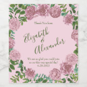 Roses Garden Spring Wedding Weinetikett (Einzelnes Label)